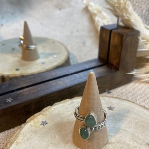 Pierre Verte Lithothérapie Bague Réglable Argent 925 Aventurine