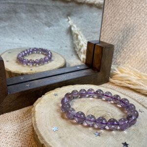 Pierre Violette Lithothérapie Bracelet Améthyste A+ Boule 10,5mm
